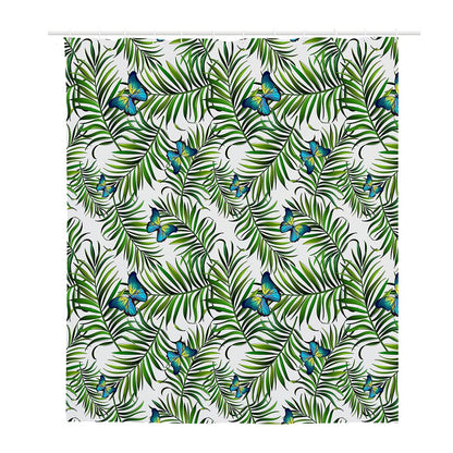 Tropical Butterfly Pattern Print Polyester Shower Curtain