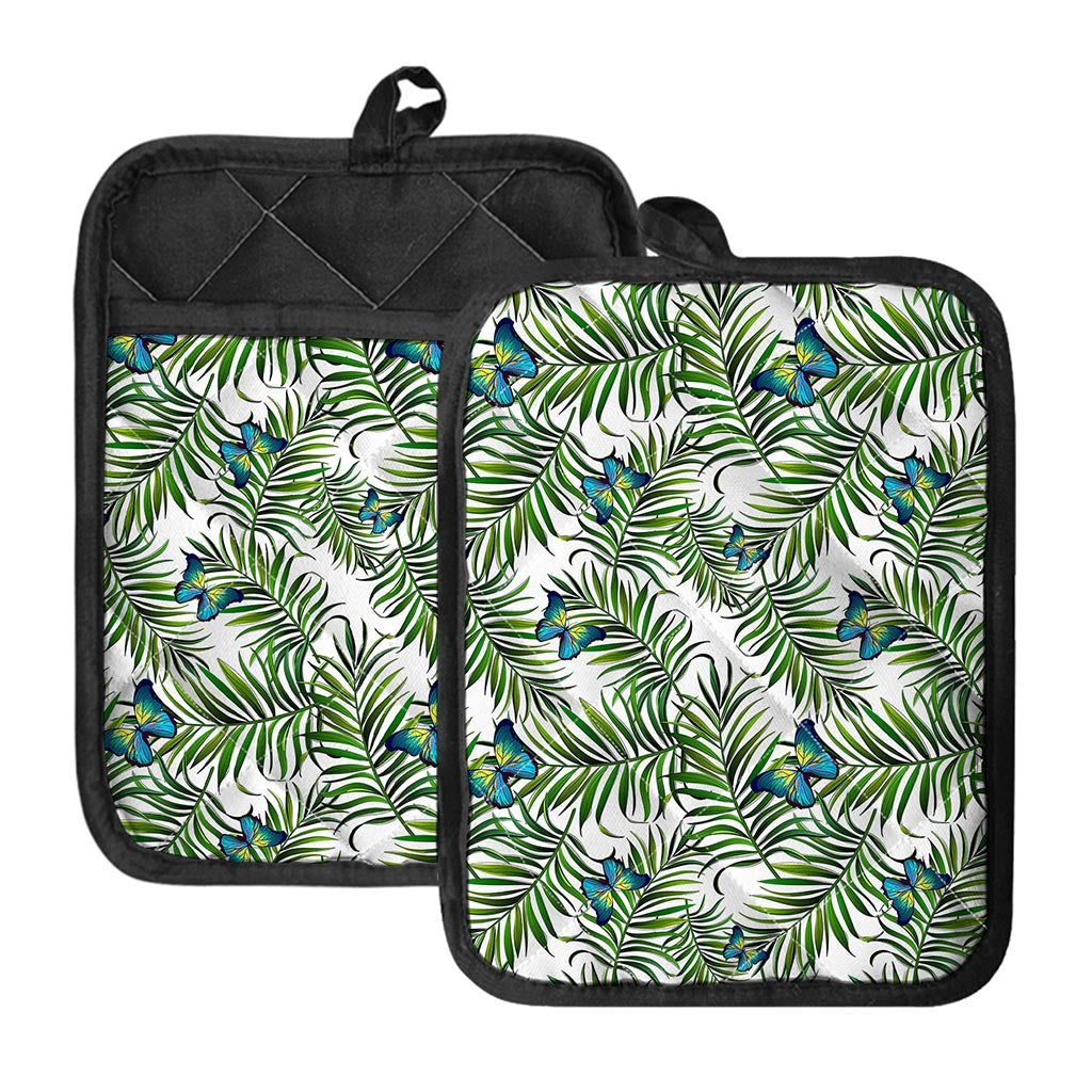 Tropical Butterfly Pattern Print Pot Holders With Pocket