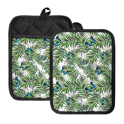 Tropical Butterfly Pattern Print Pot Holders With Pocket