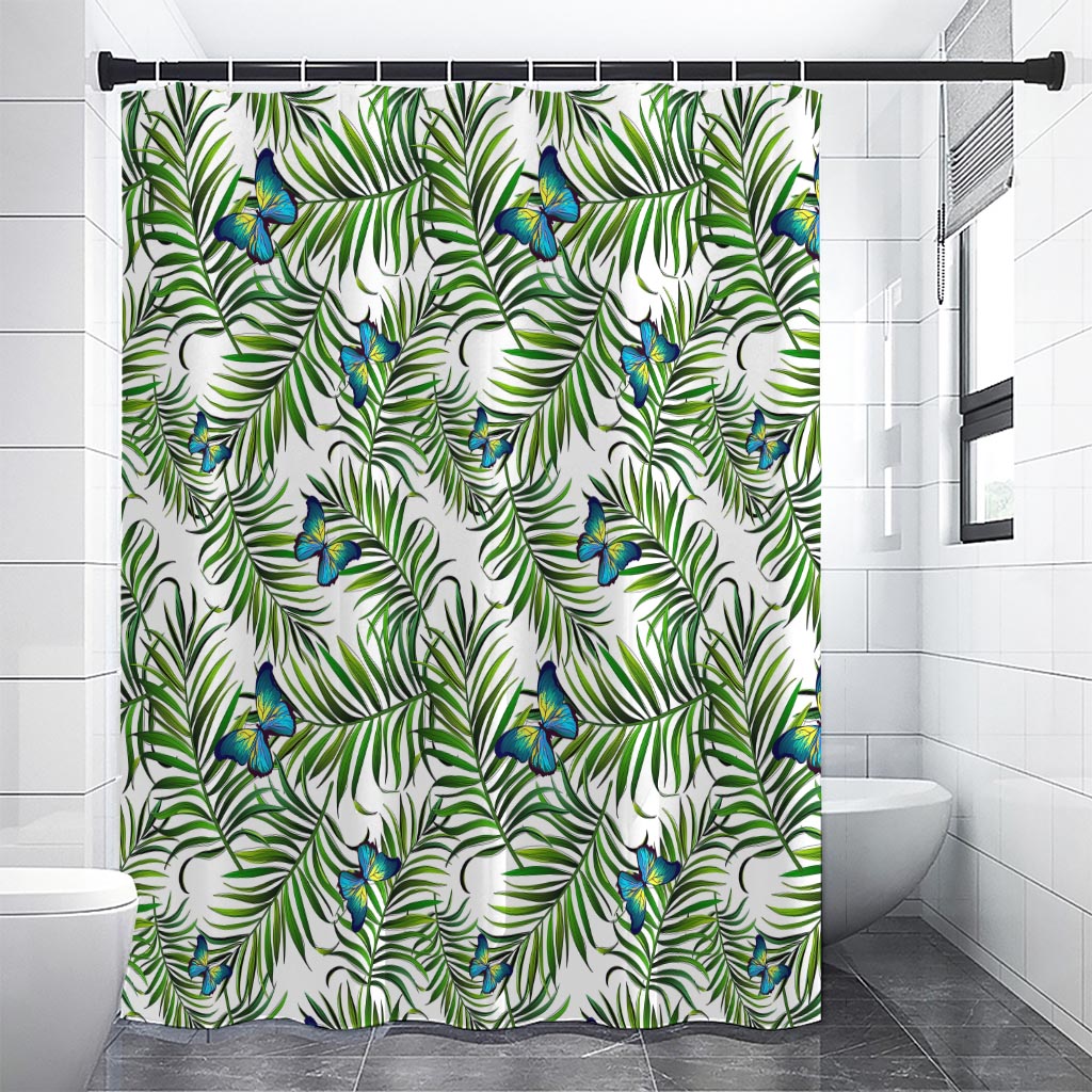 Tropical Butterfly Pattern Print Premium Shower Curtain