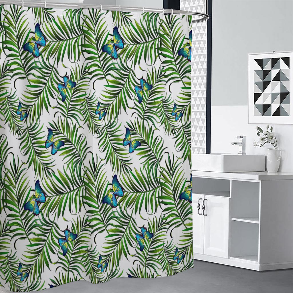 Tropical Butterfly Pattern Print Premium Shower Curtain