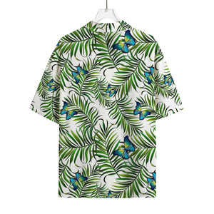 Tropical Butterfly Pattern Print Rayon Hawaiian Shirt