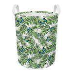 Tropical Butterfly Pattern Print Round Laundry Basket