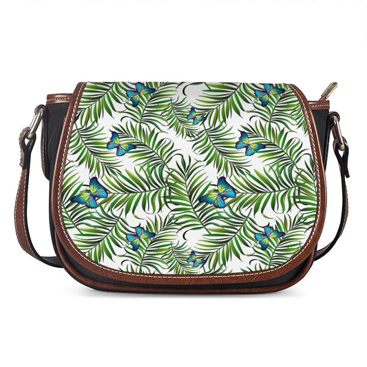 Tropical Butterfly Pattern Print Saddle Bag