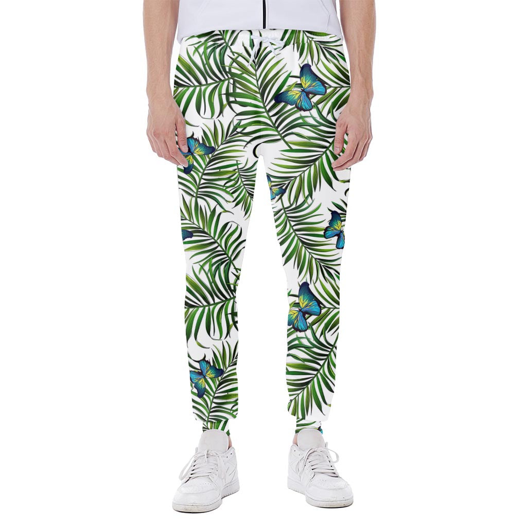 Tropical Butterfly Pattern Print Scuba Joggers