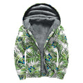Tropical Butterfly Pattern Print Sherpa Lined Zip Up Hoodie