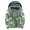 Tropical Butterfly Pattern Print Sherpa Lined Zip Up Hoodie