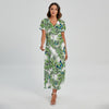 Tropical Butterfly Pattern Print Short Sleeve Maxi Dress