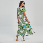 Tropical Butterfly Pattern Print Short Sleeve Maxi Dress