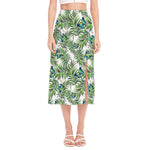 Tropical Butterfly Pattern Print Side Slit Midi Skirt