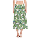 Tropical Butterfly Pattern Print Side Slit Midi Skirt