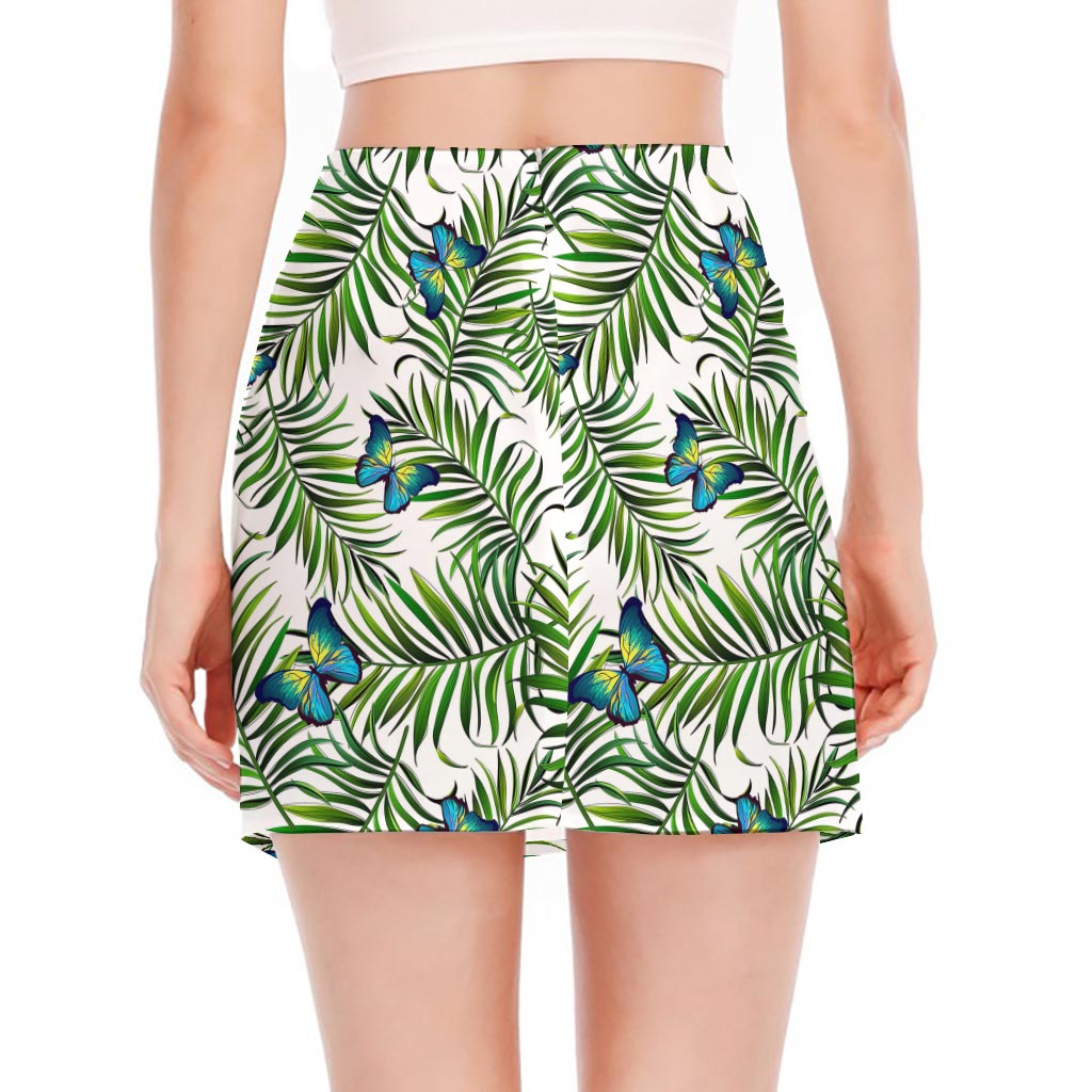 Tropical Butterfly Pattern Print Side Slit Mini Skirt