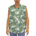 Tropical Butterfly Pattern Print Sleeveless Baseball Jersey