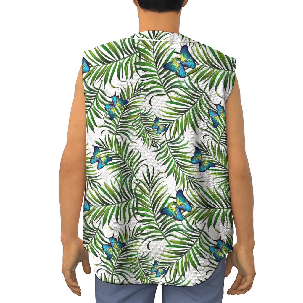 Tropical Butterfly Pattern Print Sleeveless Baseball Jersey
