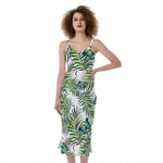 Tropical Butterfly Pattern Print Slim Fit Midi Cami Dress