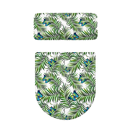 Tropical Butterfly Pattern Print Toilet Lid And Tank Cover Set