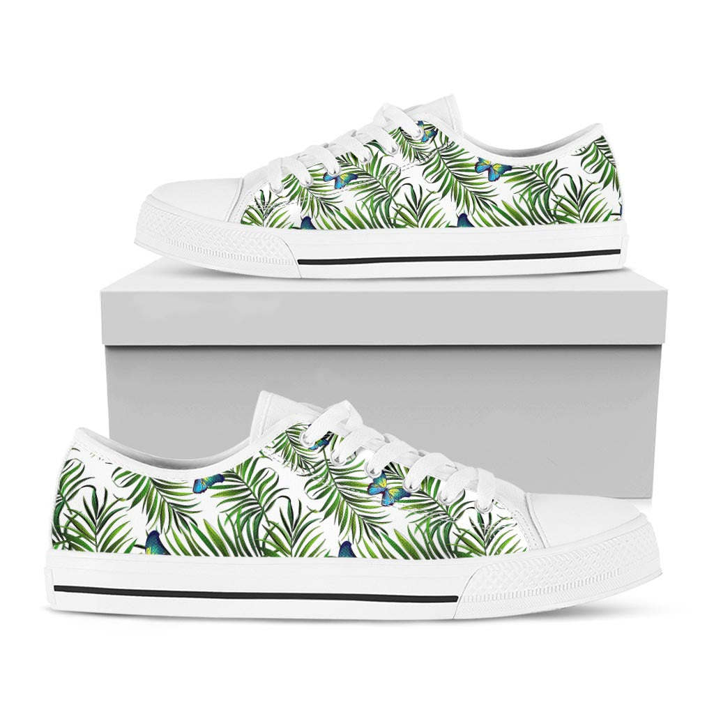 Tropical Butterfly Pattern Print White Low Top Sneakers