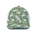 Tropical Butterfly Pattern Print White Mesh Trucker Hat