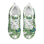 Tropical Butterfly Pattern Print White Running Shoes