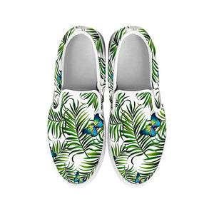 Tropical Butterfly Pattern Print White Slip On Sneakers