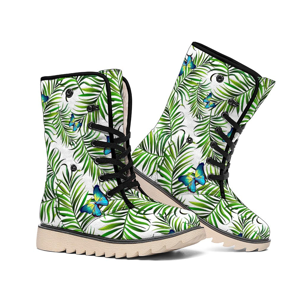 Tropical Butterfly Pattern Print Winter Boots