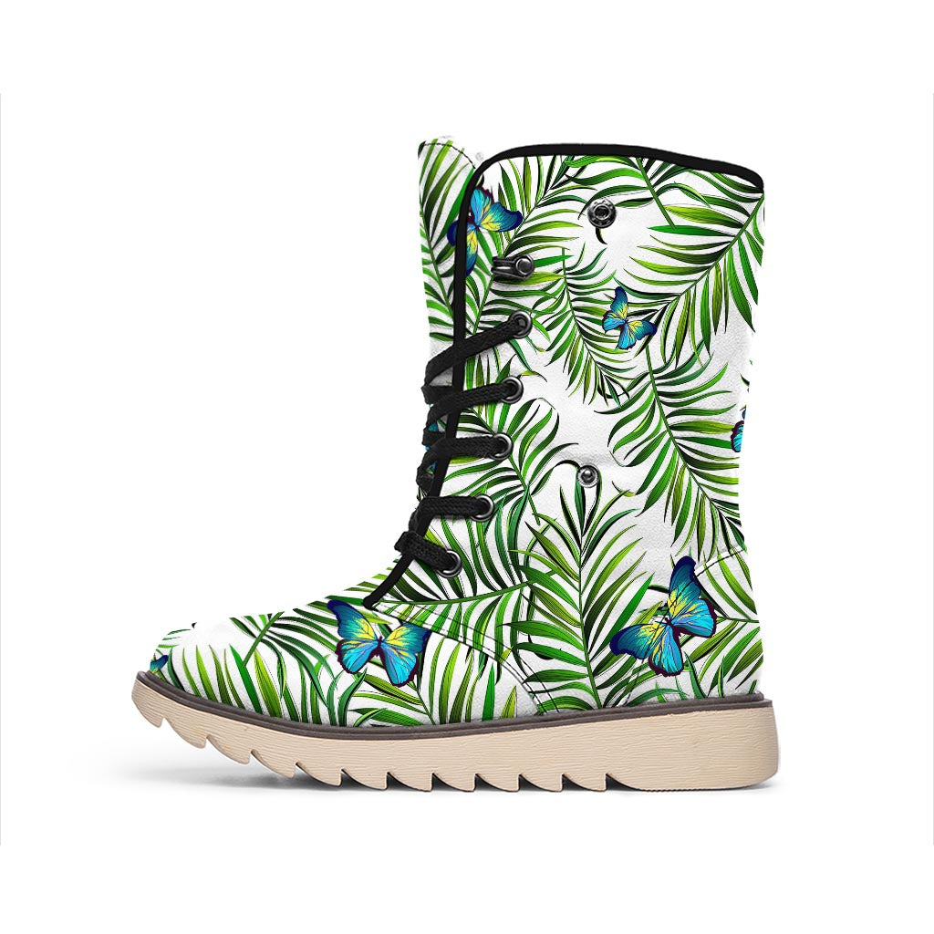 Tropical Butterfly Pattern Print Winter Boots