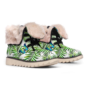 Tropical Butterfly Pattern Print Winter Boots