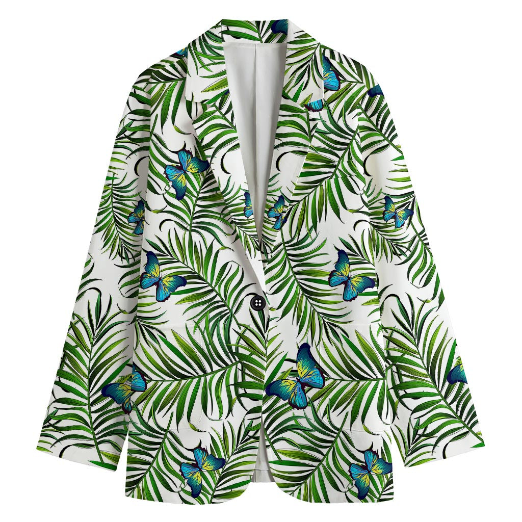 Tropical Butterfly Pattern Print Women's Blazer