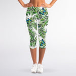 Tropical Butterfly Pattern Print Women's Capri Leggings