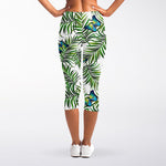 Tropical Butterfly Pattern Print Women's Capri Leggings