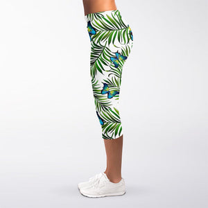 Tropical Butterfly Pattern Print Women's Capri Leggings