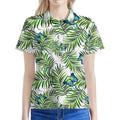 Tropical Butterfly Pattern Print Women's Polo Shirt