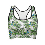 Tropical Butterfly Pattern Print Women's Sports Bra