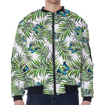 Tropical Butterfly Pattern Print Zip Sleeve Bomber Jacket