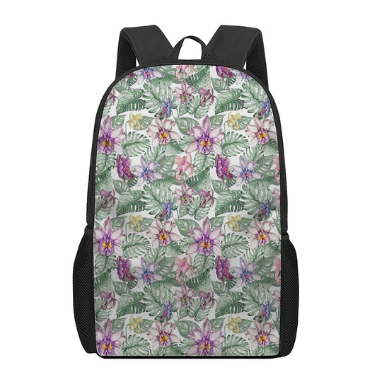Tropical Cattleya Pattern Print 17 Inch Backpack