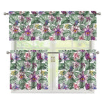 Tropical Cattleya Pattern Print 3 Piece Kitchen Curtains