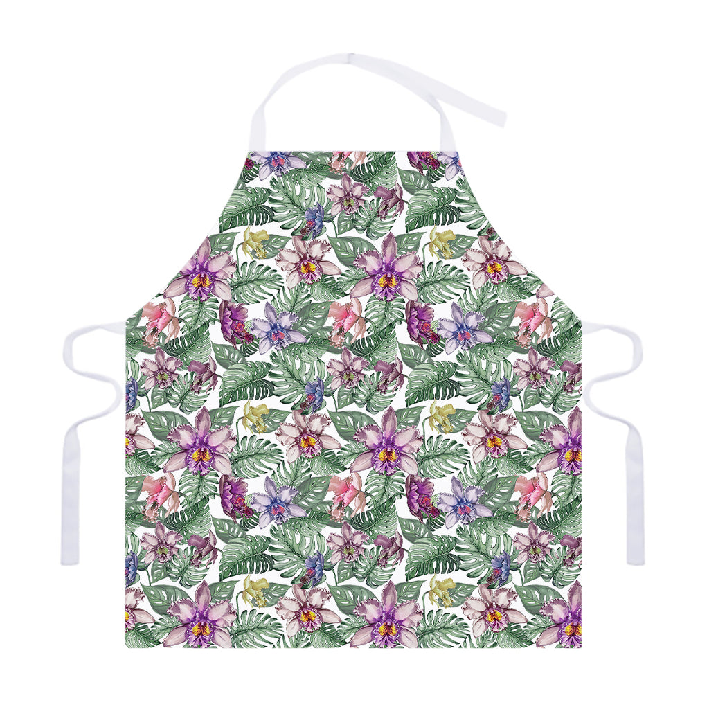 Tropical Cattleya Pattern Print Adjustable Apron