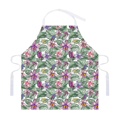 Tropical Cattleya Pattern Print Adjustable Apron