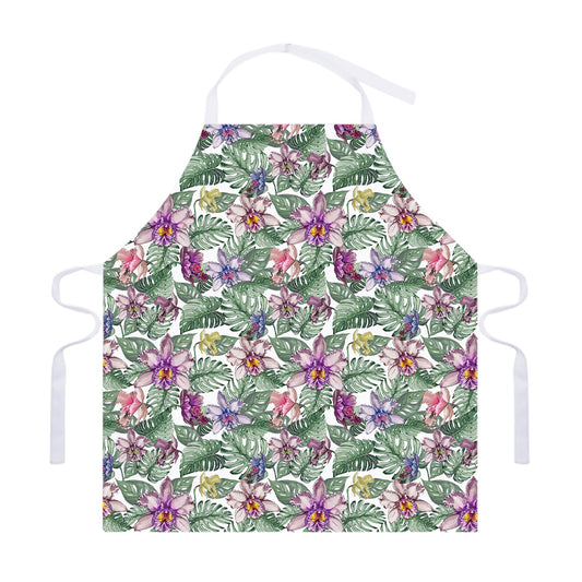Tropical Cattleya Pattern Print Adjustable Apron