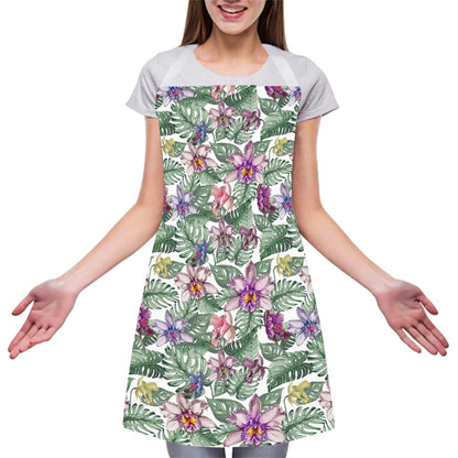 Tropical Cattleya Pattern Print Adjustable Apron