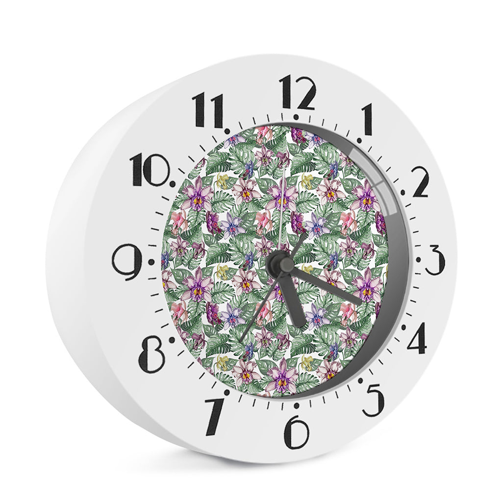Tropical Cattleya Pattern Print Alarm Clock