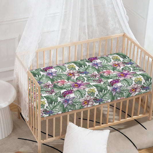 Tropical Cattleya Pattern Print Baby Crib Sheet