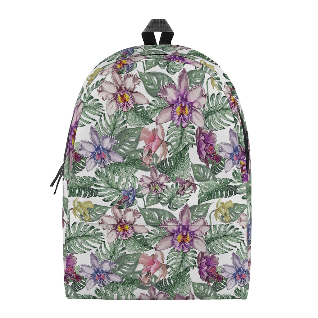 Tropical Cattleya Pattern Print Backpack