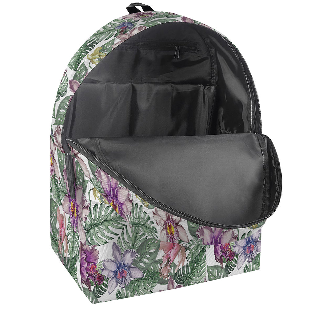 Tropical Cattleya Pattern Print Backpack