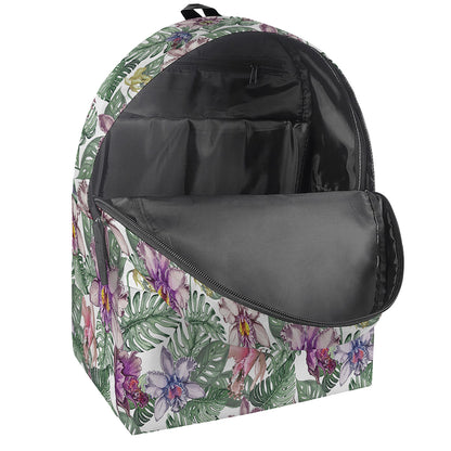 Tropical Cattleya Pattern Print Backpack