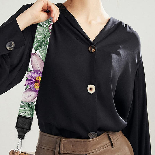 Tropical Cattleya Pattern Print Bag Strap