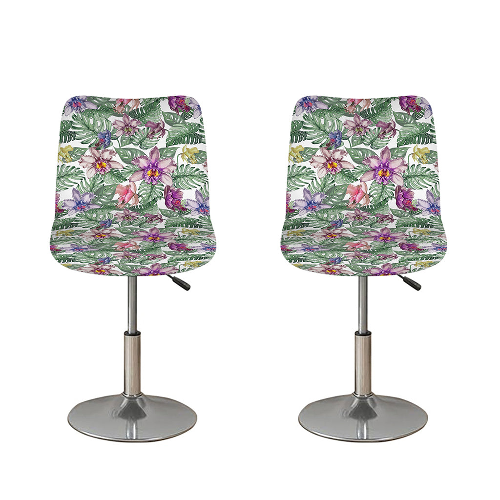 Tropical Cattleya Pattern Print Bar Stool Covers