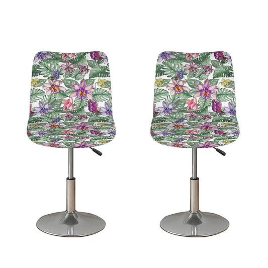 Tropical Cattleya Pattern Print Bar Stool Covers