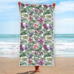 Tropical Cattleya Pattern Print Beach Towel