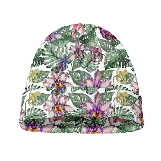 Tropical Cattleya Pattern Print Beanie